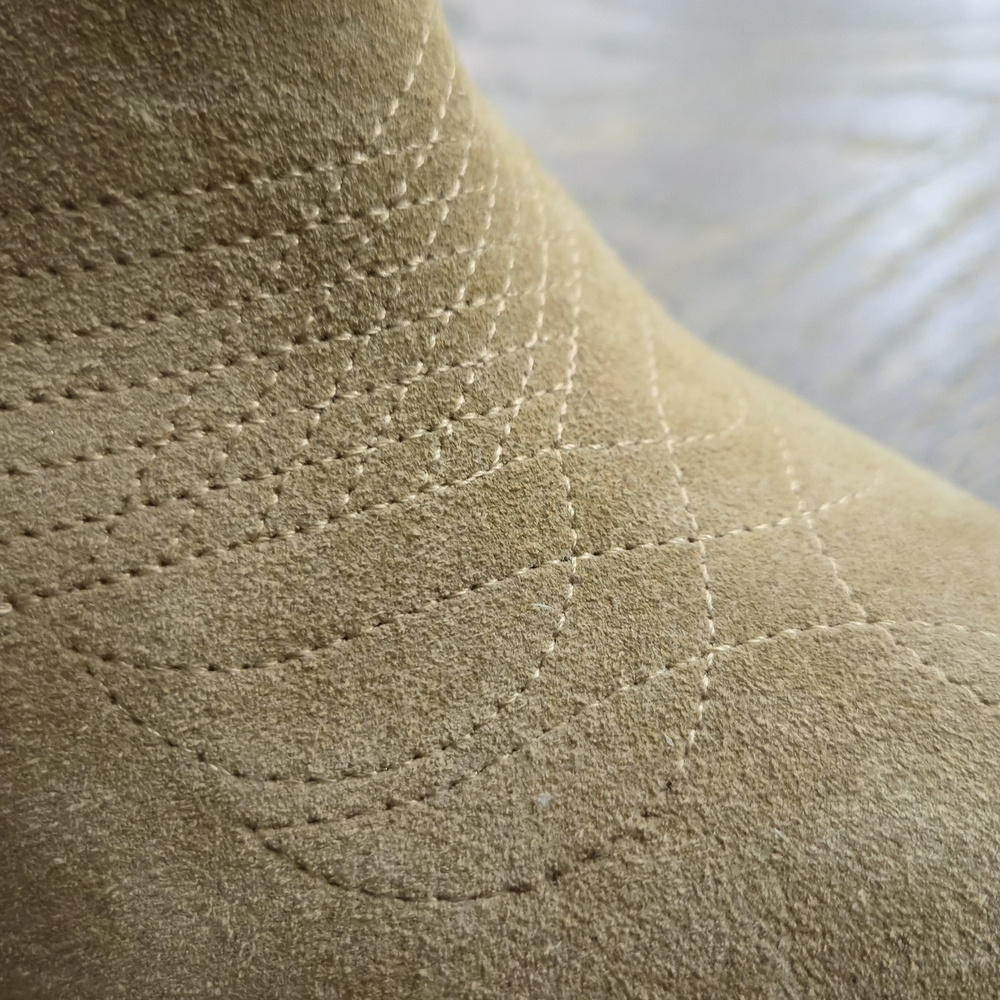Frye Suede Western Ankle Boots Size 8 Tan Cowgirl Booties Stacked Heel - Picture 9 of 10